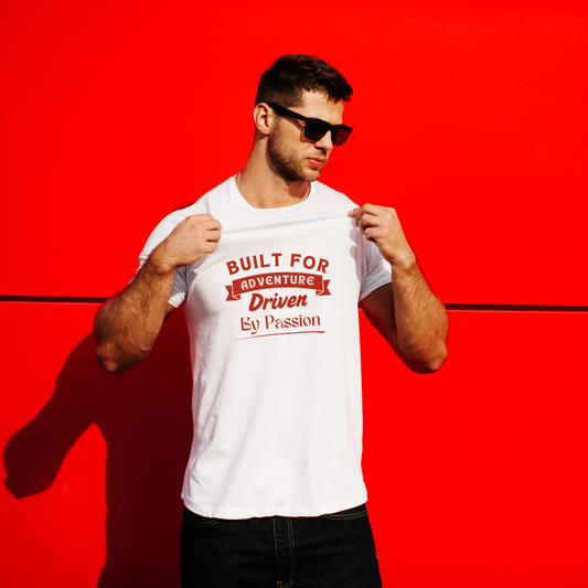 Men's White Printed T-Shirt – Half Sleeves, Round Neck