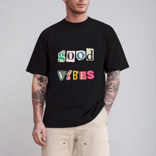 Regular Fit Good Vibes Only Casual Oversized Tshirt