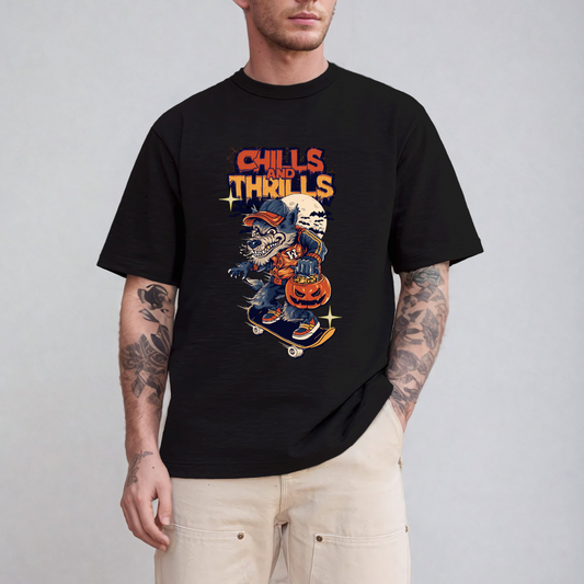 Men's Round Neck Half Sleeve Oversized Graphic Printed T-Shirt